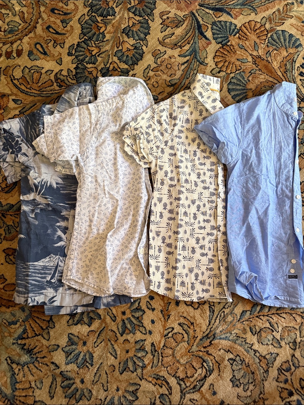 Lot of 4. high quality Kids Short-Sleeve Button Shirt - Light Blue 6-7y